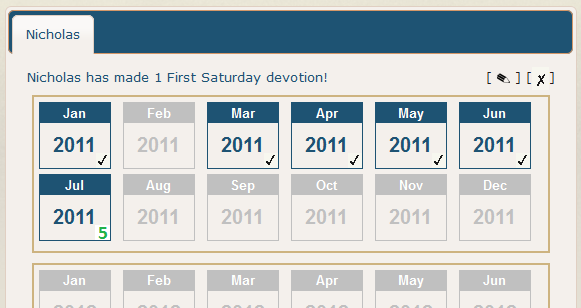 First Saturdays Attendance Log with five consecutive dates selected