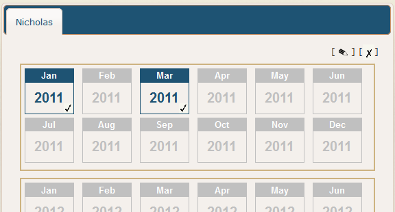 First Saturdays Attendance Log with dates selected and unselected